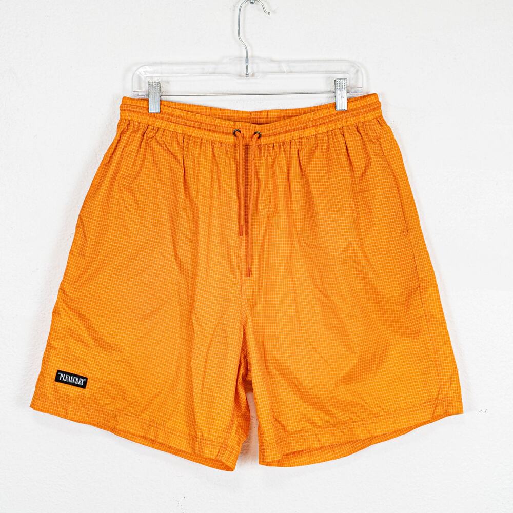 PLEASURES Men's Brick Active Shorts in Orange size XL